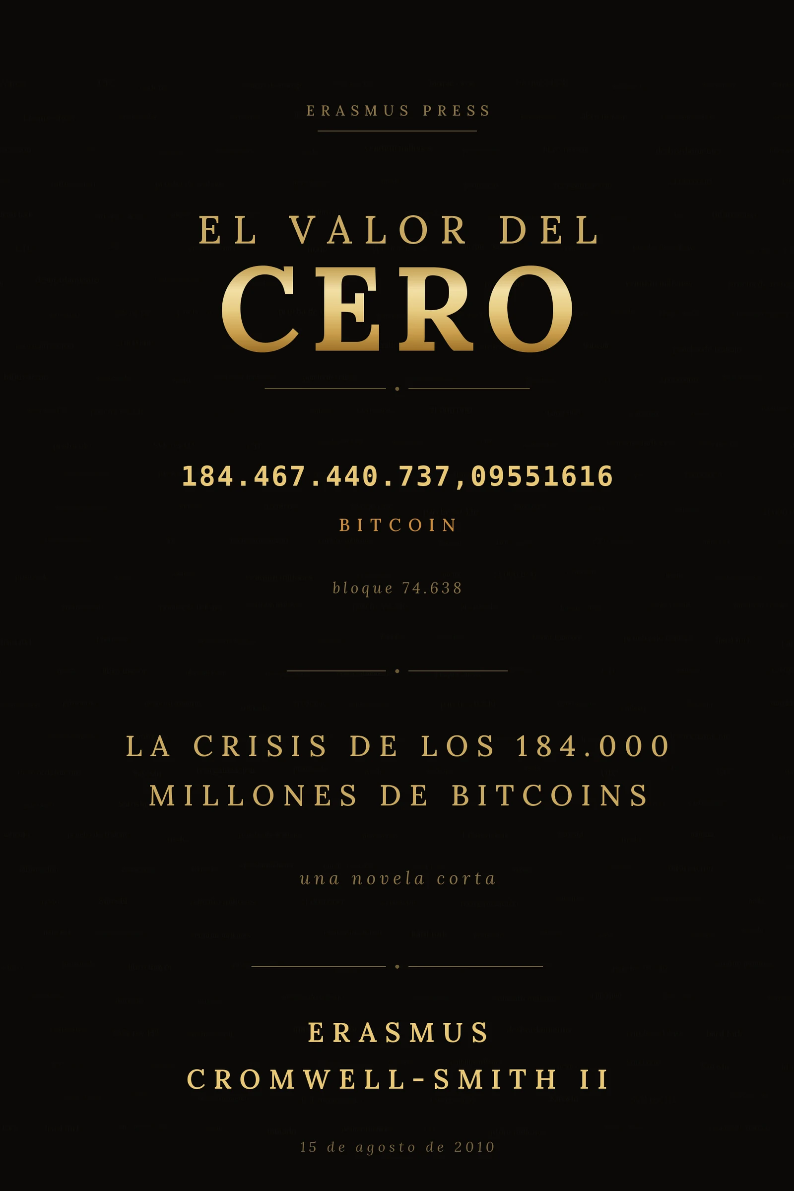 El valor del cero, portada de la novela corta complementaria