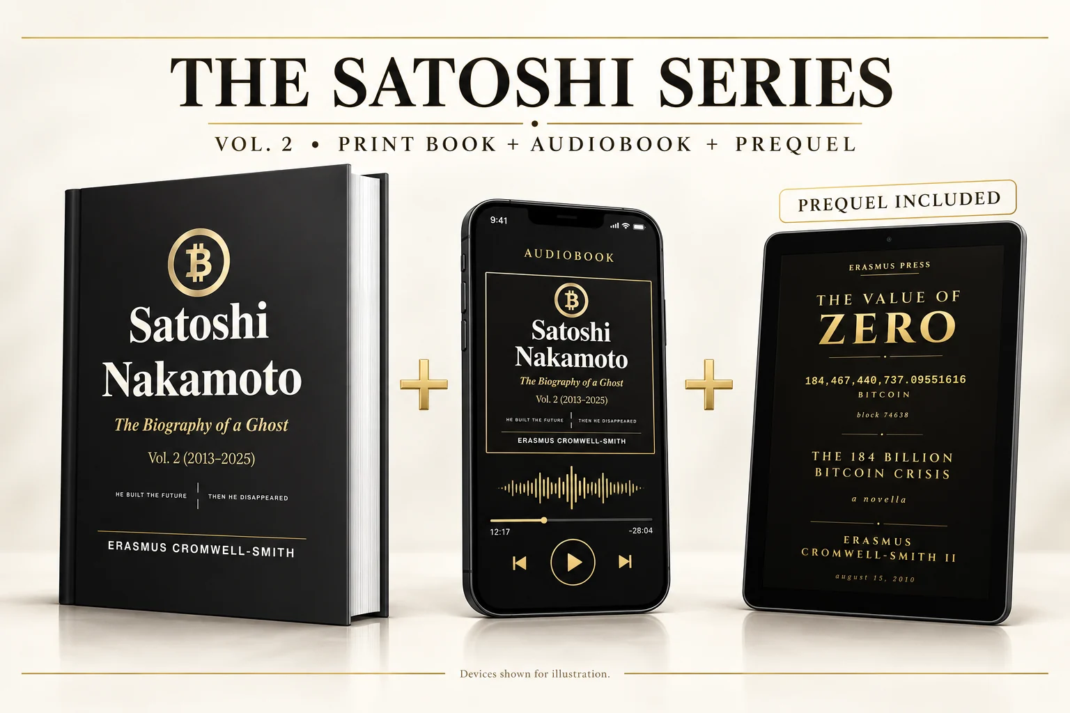 Satoshi Nakamoto Volume II hardcover, audiobook and prequel bundle